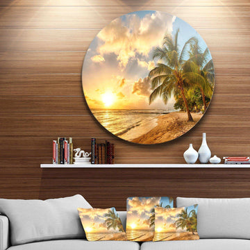 Gorgeous Beach of Island Barbados - Sea & Shore Round Metal Wall Art